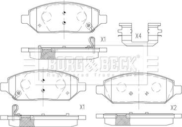 Borg & Beck BBP2599 - Bremžu uzliku kompl., Disku bremzes www.autospares.lv