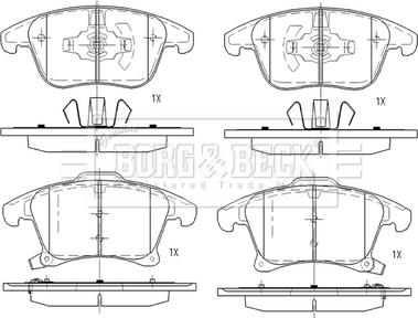 Borg & Beck BBP2564 - Bremžu uzliku kompl., Disku bremzes www.autospares.lv