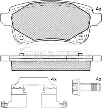 Borg & Beck BBP2539 - Bremžu uzliku kompl., Disku bremzes autospares.lv