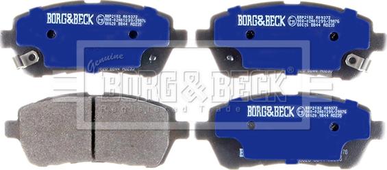 Borg & Beck BBP2182 - Тормозные колодки, дисковые, комплект www.autospares.lv