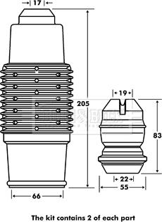 Borg & Beck BPK7057 - Putekļu aizsargkomplekts, Amortizators www.autospares.lv