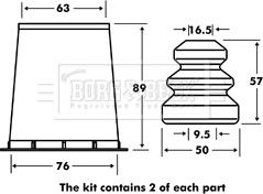 Borg & Beck BPK7015 - Putekļu aizsargkomplekts, Amortizators www.autospares.lv