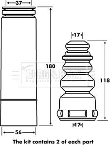 Borg & Beck BPK7085 - Putekļu aizsargkomplekts, Amortizators www.autospares.lv