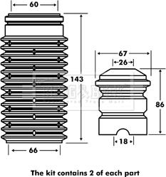 Borg & Beck BPK7034 - Пылезащитный комплект, амортизатор www.autospares.lv