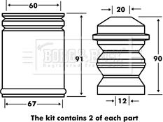 Borg & Beck BPK7025 - Пылезащитный комплект, амортизатор www.autospares.lv