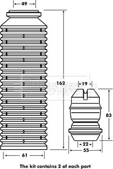 Borg & Beck BPK7076 - Putekļu aizsargkomplekts, Amortizators www.autospares.lv