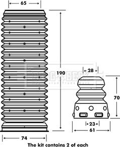 Borg & Beck BPK7073 - Putekļu aizsargkomplekts, Amortizators www.autospares.lv