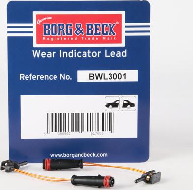 Borg & Beck BWL3001 - Indikators, Bremžu uzliku nodilums autospares.lv