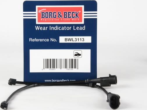 Borg & Beck BWL3113 - Warning Contact, brake pad wear www.autospares.lv