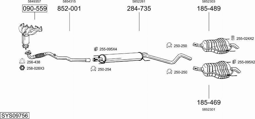 Bosal SYS09756 - Izplūdes gāzu sistēma www.autospares.lv