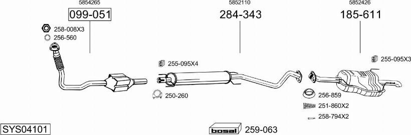 Bosal SYS04101 - Izplūdes gāzu sistēma www.autospares.lv