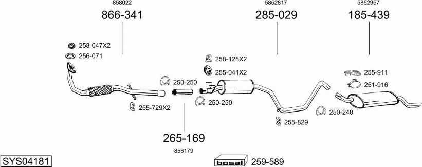 Bosal SYS04181 - Izplūdes gāzu sistēma www.autospares.lv