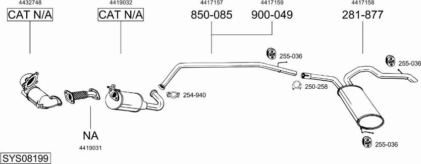 Bosal SYS08199 - Izplūdes gāzu sistēma www.autospares.lv