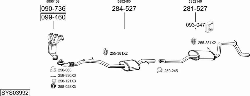 Bosal SYS03992 - Izplūdes gāzu sistēma www.autospares.lv