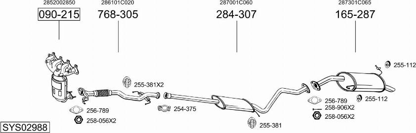 Bosal SYS02988 - Izplūdes gāzu sistēma www.autospares.lv