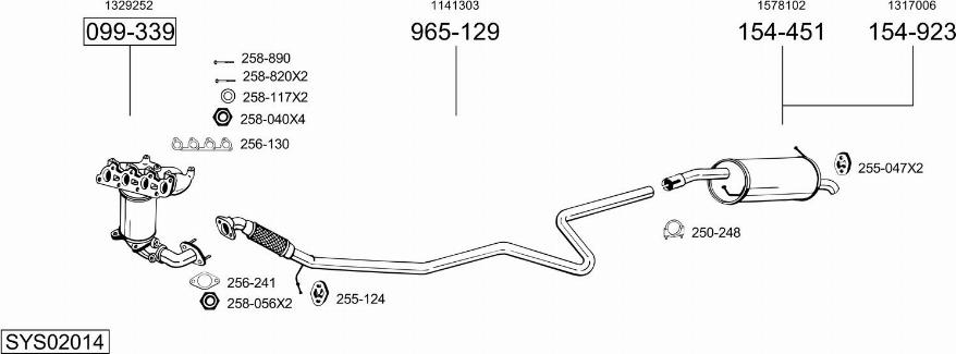 Bosal SYS02014 - Izplūdes gāzu sistēma www.autospares.lv