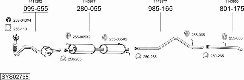 Bosal SYS02758 - Izplūdes gāzu sistēma www.autospares.lv