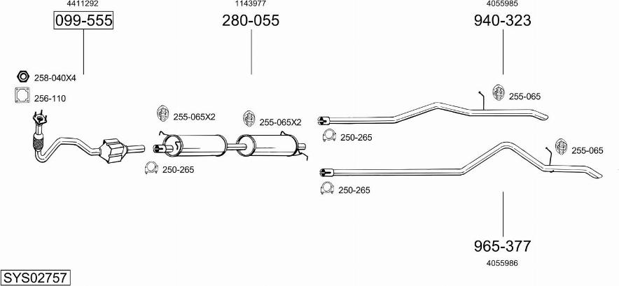 Bosal SYS02757 - Izplūdes gāzu sistēma www.autospares.lv