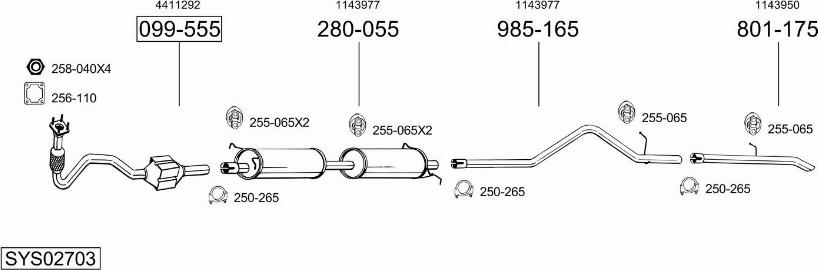 Bosal SYS02703 - Izplūdes gāzu sistēma www.autospares.lv