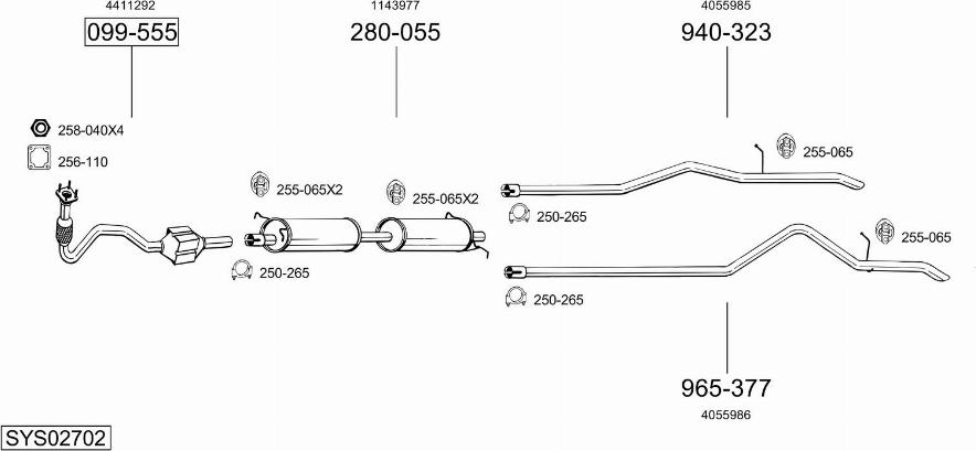 Bosal SYS02702 - Izplūdes gāzu sistēma www.autospares.lv