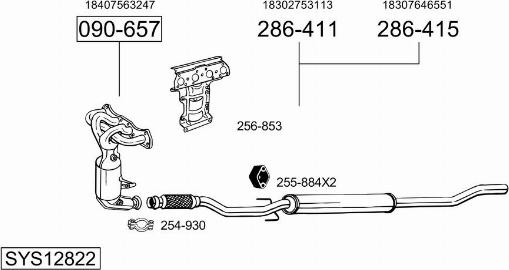 Bosal SYS12822 - Izplūdes gāzu sistēma www.autospares.lv