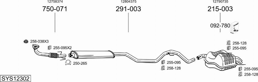 Bosal SYS12302 - Izplūdes gāzu sistēma www.autospares.lv