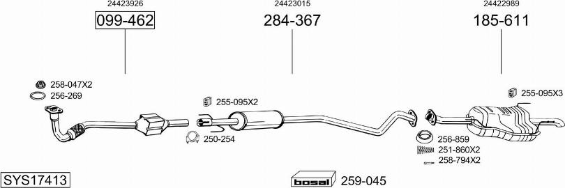 Bosal SYS17413 - Izplūdes gāzu sistēma www.autospares.lv