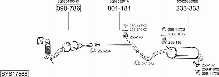 Bosal SYS17568 - Izplūdes gāzu sistēma www.autospares.lv