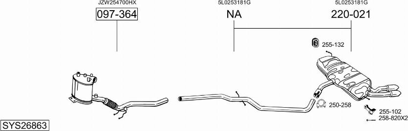 Bosal SYS26863 - Izplūdes gāzu sistēma www.autospares.lv