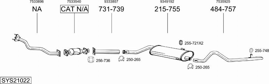 Bosal SYS21022 - Izplūdes gāzu sistēma www.autospares.lv