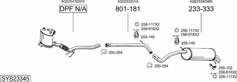 Bosal SYS23345 - Izplūdes gāzu sistēma www.autospares.lv