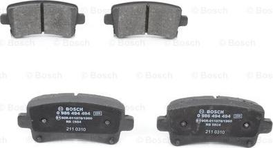 BOSCH 0 986 494 494 - Bremžu uzliku kompl., Disku bremzes www.autospares.lv