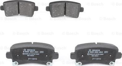 BOSCH 0 986 494 494 - Bremžu uzliku kompl., Disku bremzes www.autospares.lv