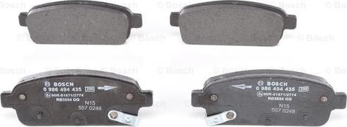 BOSCH 0 986 494 435 - Тормозные колодки, дисковые, комплект www.autospares.lv