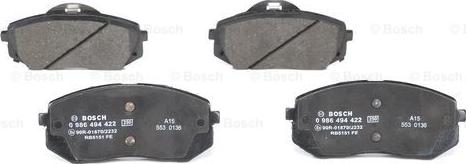 BOSCH 0 986 494 422 - Тормозные колодки, дисковые, комплект www.autospares.lv