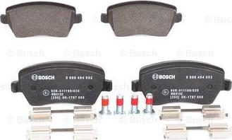 BOSCH 0 986 494 592 - Тормозные колодки, дисковые, комплект www.autospares.lv