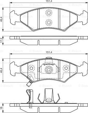 BOSCH 0 986 494 547 - Bremžu uzliku kompl., Disku bremzes www.autospares.lv