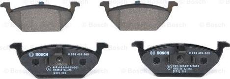 BOSCH 0 986 494 505 - Тормозные колодки, дисковые, комплект www.autospares.lv