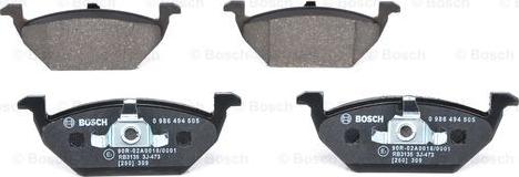 BOSCH 0 986 494 505 - Тормозные колодки, дисковые, комплект www.autospares.lv