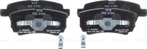 BOSCH 0 986 494 502 - Bremžu uzliku kompl., Disku bremzes www.autospares.lv