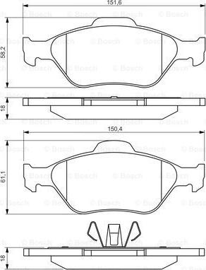 BOSCH 0 986 494 511 - Bremžu uzliku kompl., Disku bremzes www.autospares.lv