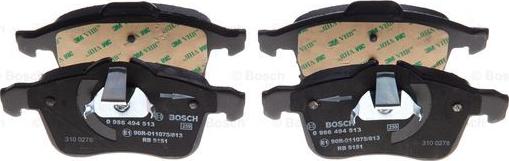 BOSCH 0 986 494 513 - Тормозные колодки, дисковые, комплект www.autospares.lv