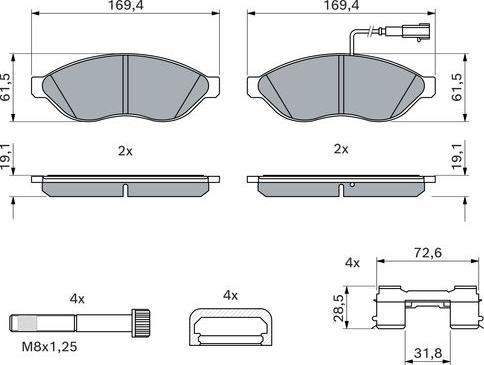 BOSCH 0 986 494 581 - Bremžu uzliku kompl., Disku bremzes www.autospares.lv