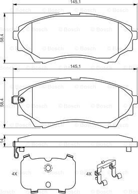 BOSCH 0 986 494 587 - Bremžu uzliku kompl., Disku bremzes www.autospares.lv