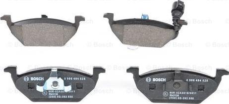 BOSCH 0 986 494 525 - Bremžu uzliku kompl., Disku bremzes www.autospares.lv