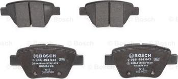 BOSCH 0 986 494 643 - Bremžu uzliku kompl., Disku bremzes www.autospares.lv