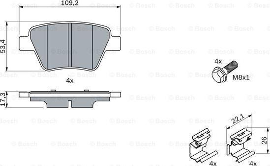 BOSCH 0 986 494 643 - Bremžu uzliku kompl., Disku bremzes www.autospares.lv