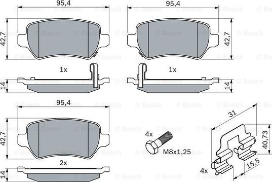 BOSCH 0 986 494 654 - Bremžu uzliku kompl., Disku bremzes www.autospares.lv