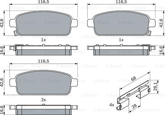 BOSCH 0 986 494 666 - Тормозные колодки, дисковые, комплект www.autospares.lv