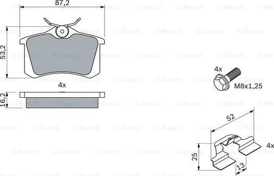 BOSCH 0 986 494 600 - Bremžu uzliku kompl., Disku bremzes autospares.lv